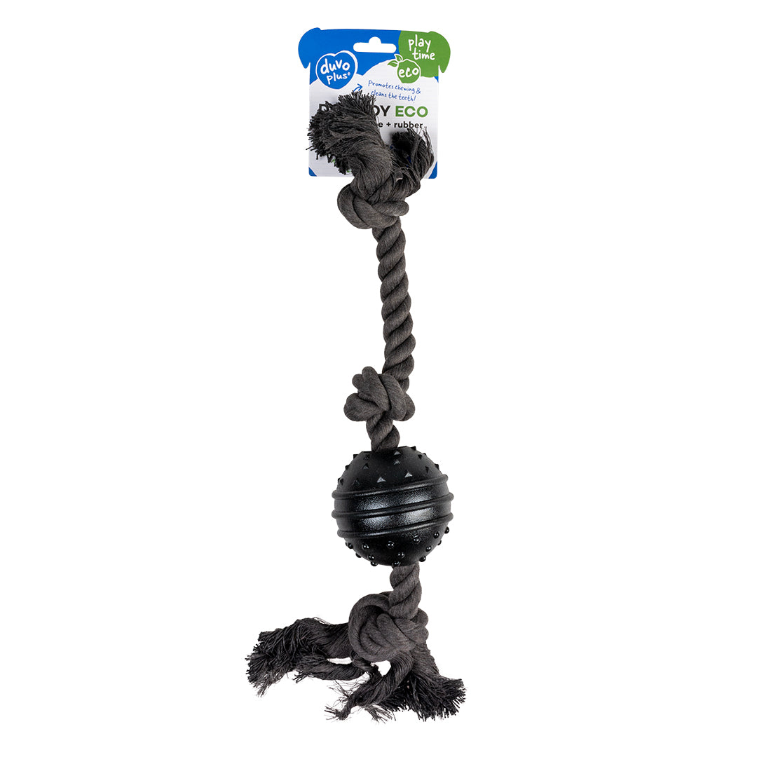 Dog Toy Eco Rope 3 Knots W/Rubber Ball