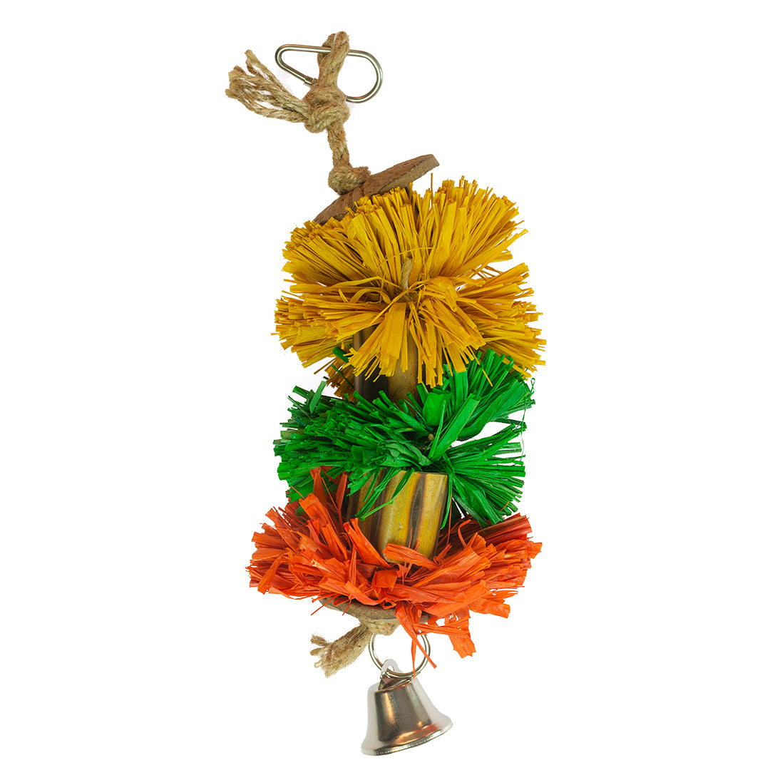 Duvo Bird Toy Raffia Grass Pompom