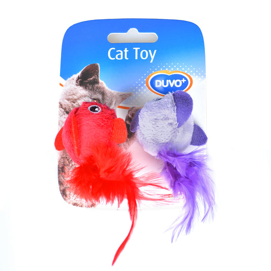 Duvo Assorted Birds W/Feathers 2pk