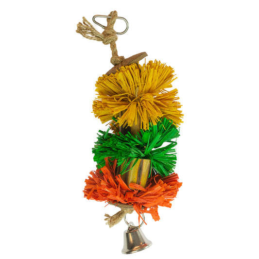 Duvo Bird Toy Raffia Grass Pompom